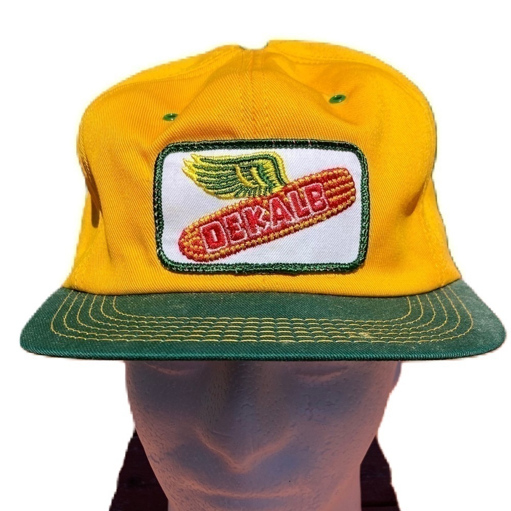 Vintage Dekalb Seed Corn Patch Snap Back Mesh Trucker Hat K Products Yellow
